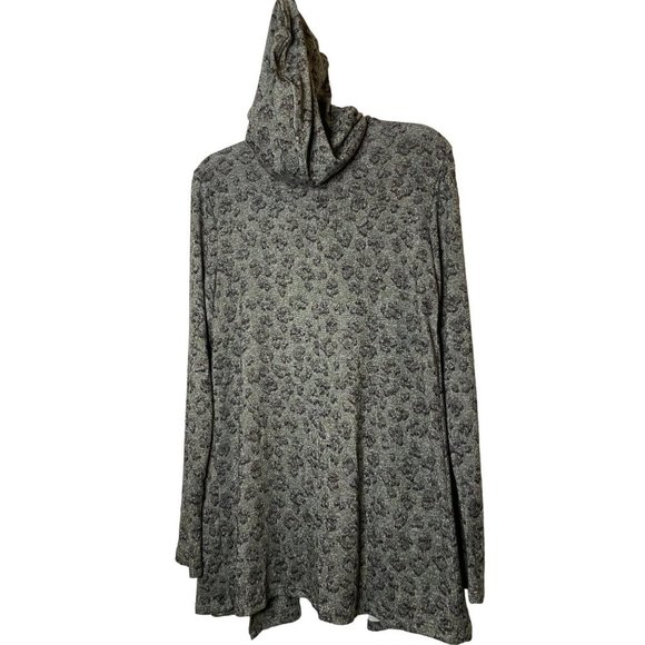 Lucky Brand Open Front Hooded Cardigan Emerald Green Leopard print sweater Sz XS - Picture 7 of 7